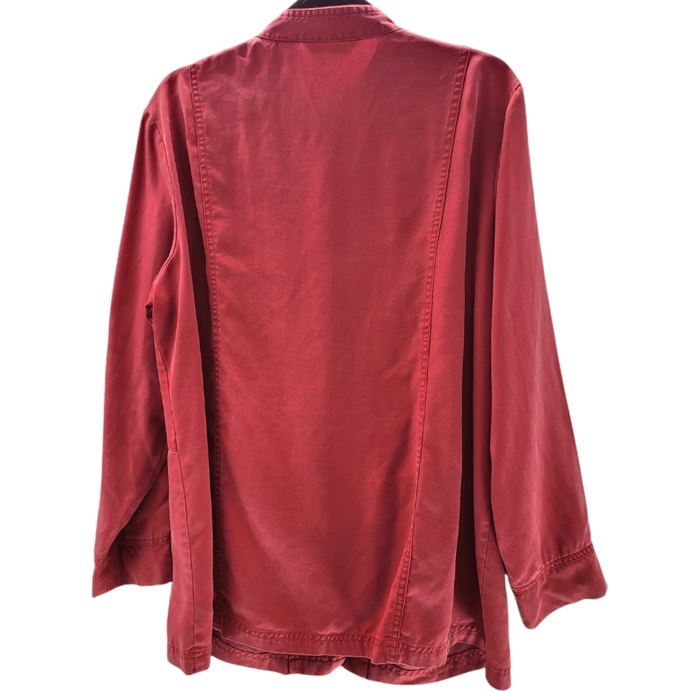 French Laundry Tencel Red Button Down Flap Button Close Shirt Jacket Size Large. - Picture 2 of 7